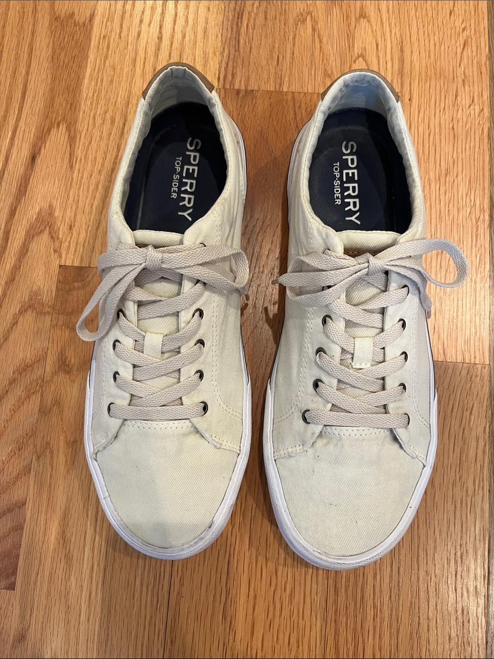 Men's Sperry Low-Top Canvas Sneakers in Light Beige - Picture 2 of 9
